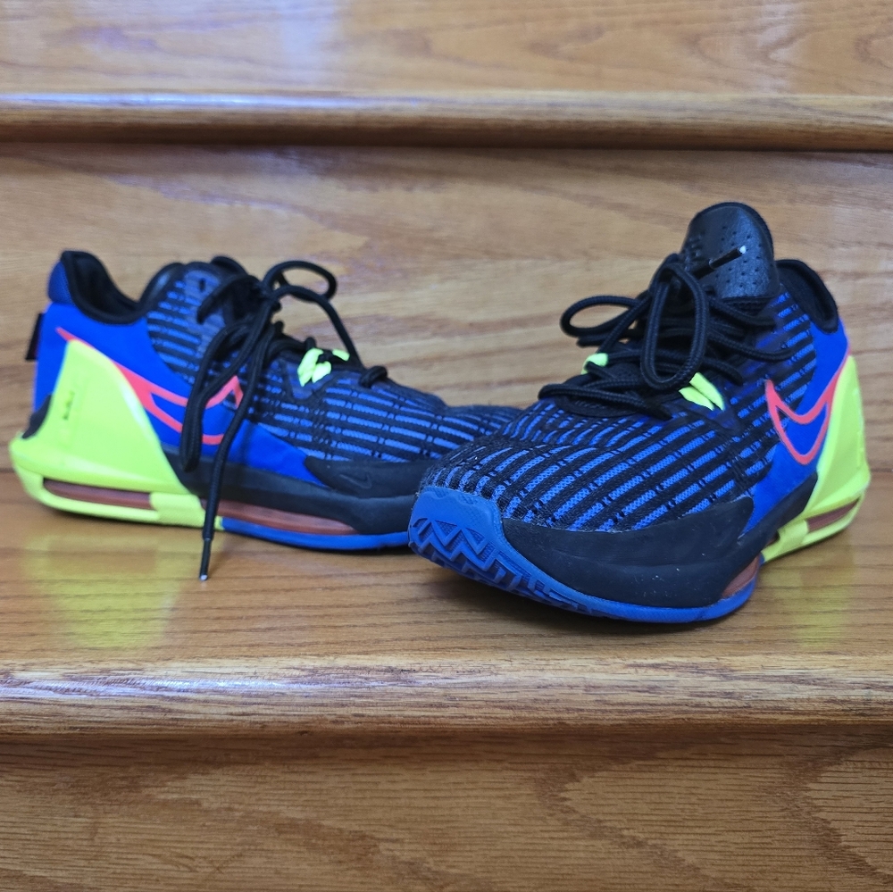 Nike LeBron Witness Kids Sneakers - Black, Blue, and Neon Yellow